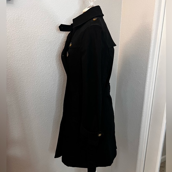 Ava & Aiden Black Cotton Trench Coat Size Large - Picture 3 of 10
